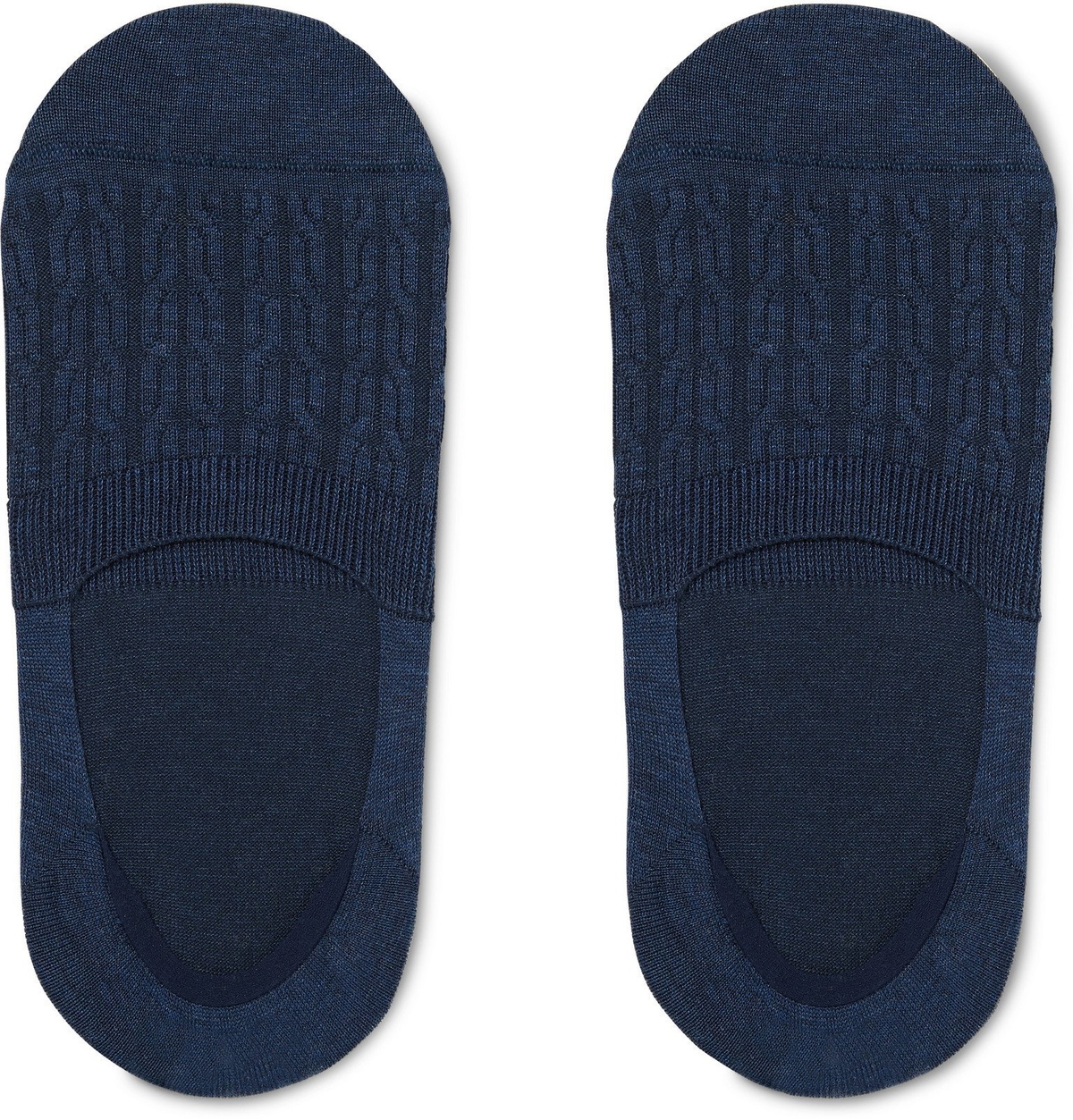 Corgi - Cable-Knit Cotton-Blend No-Show Socks - Blue