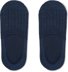 Corgi - Cable-Knit Cotton-Blend No-Show Socks - Blue