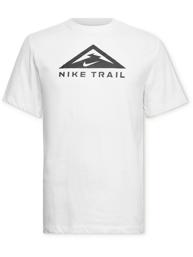 Photo: NIKE RUNNING - Trail Logo-Print Dri-FIT Cotton-Blend Jersey T-Shirt - White - M