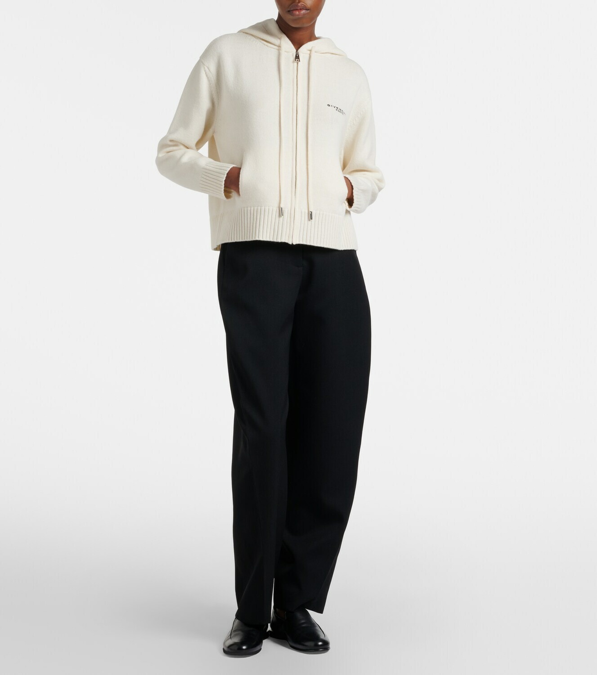 Givenchy Logo hooded wool and cashmere zip-up cardigan