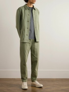 A.P.C. - Pieter Straight-Leg Pleated Cotton and Linen-Blend Trousers - Green