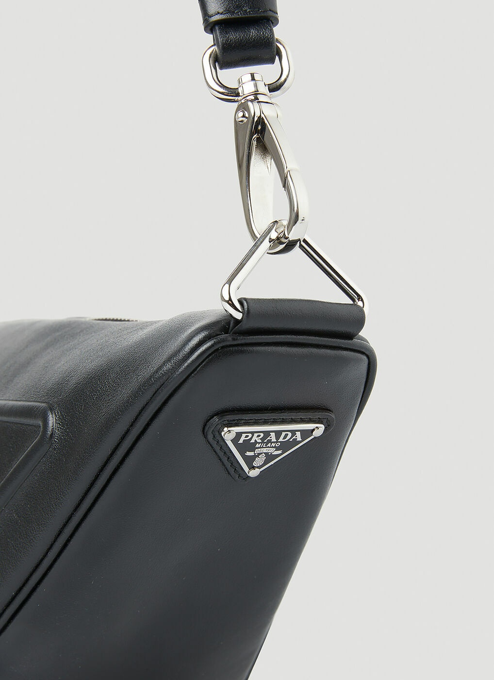 Triangle Logo Zip Crossbody Bag Soft Leather Small