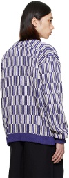 NEEDLES Purple & White Stripe Cardigan