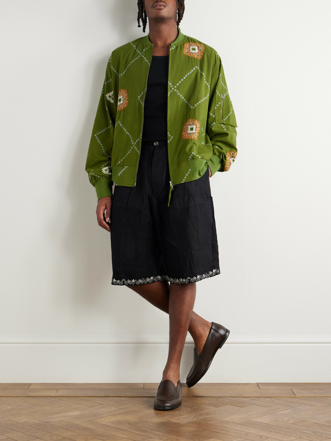 Kardo - Embroidered Printed Cotton Jacket - Green