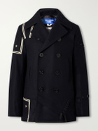 Junya Watanabe - Double-Breasted Appliquéd Wool-Blend Felt Coat - Blue