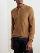 Mr P. - Honeycomb-Knit Wool Polo Shirt - Brown