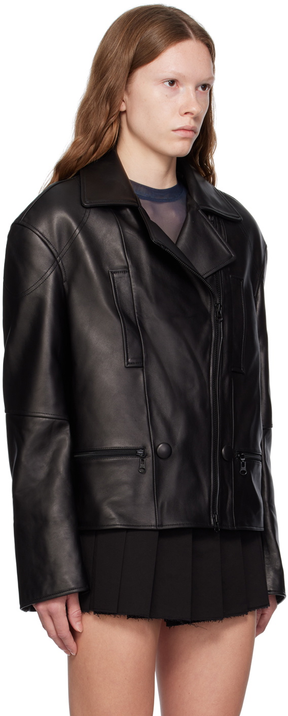 OPEN YY Black Moto Leather Jacket OPEN YY