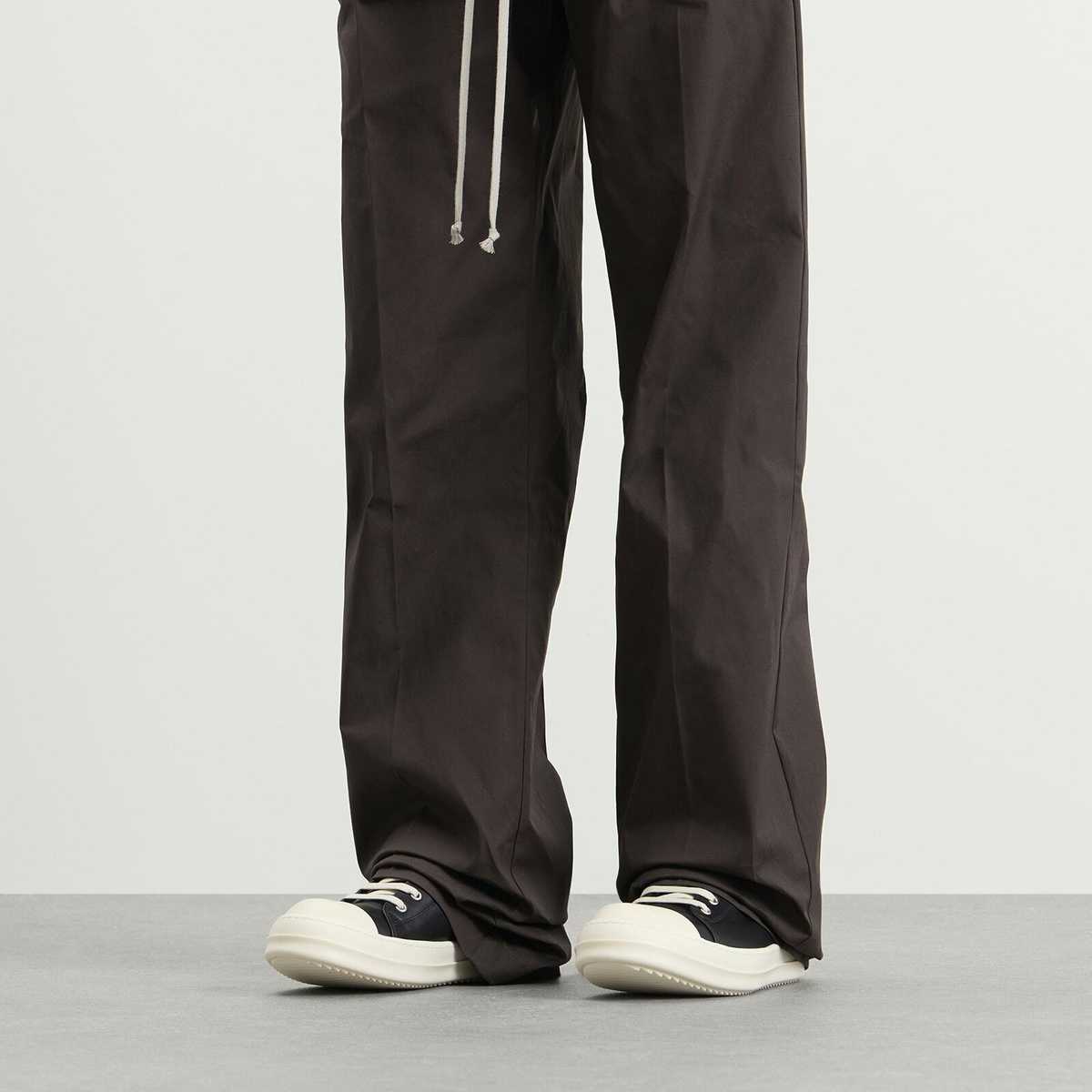 Rick Owens Men's Leather Low Sneaks in Black/Milk/Milk