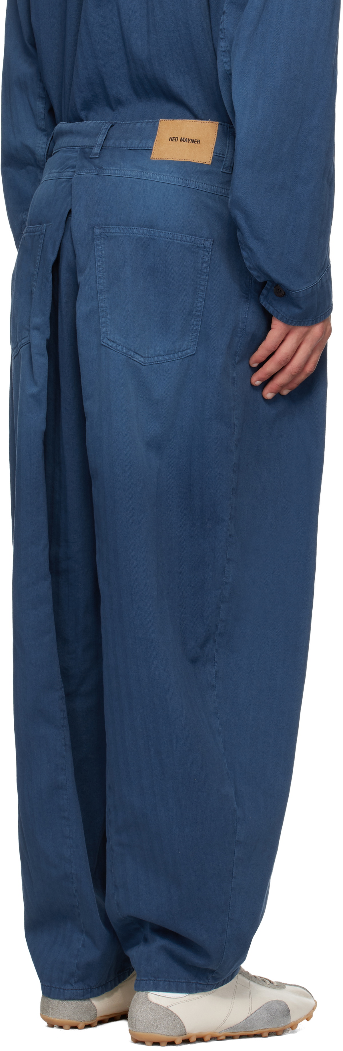 Hed Mayner Blue Pleated Jeans