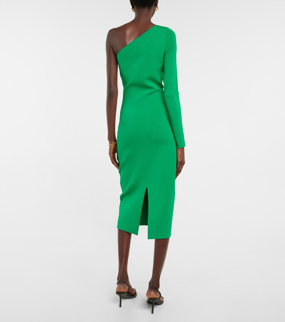 新品未使用♪ VICTORIA BECKHAM ワンピース VICTORIA BECKHAM One-shoulder metallic stretch-knit midi