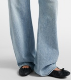 Bottega Veneta Intrecciato leather-trimmed wide-leg jeans
