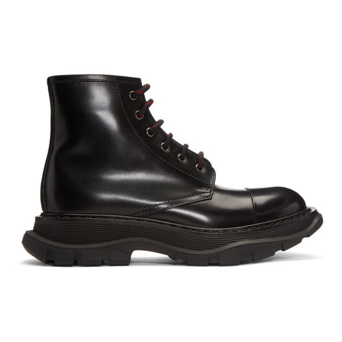 Photo: Alexander McQueen Black Tread Lace-Up Boots