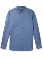 Rubinacci - Grandad-Collar Linen Shirt - Blue