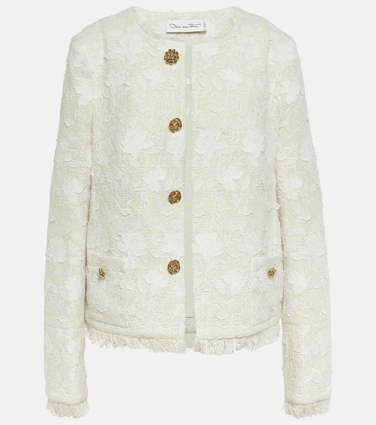 Oscar de la Renta Gardenia embroidered tweed jacket