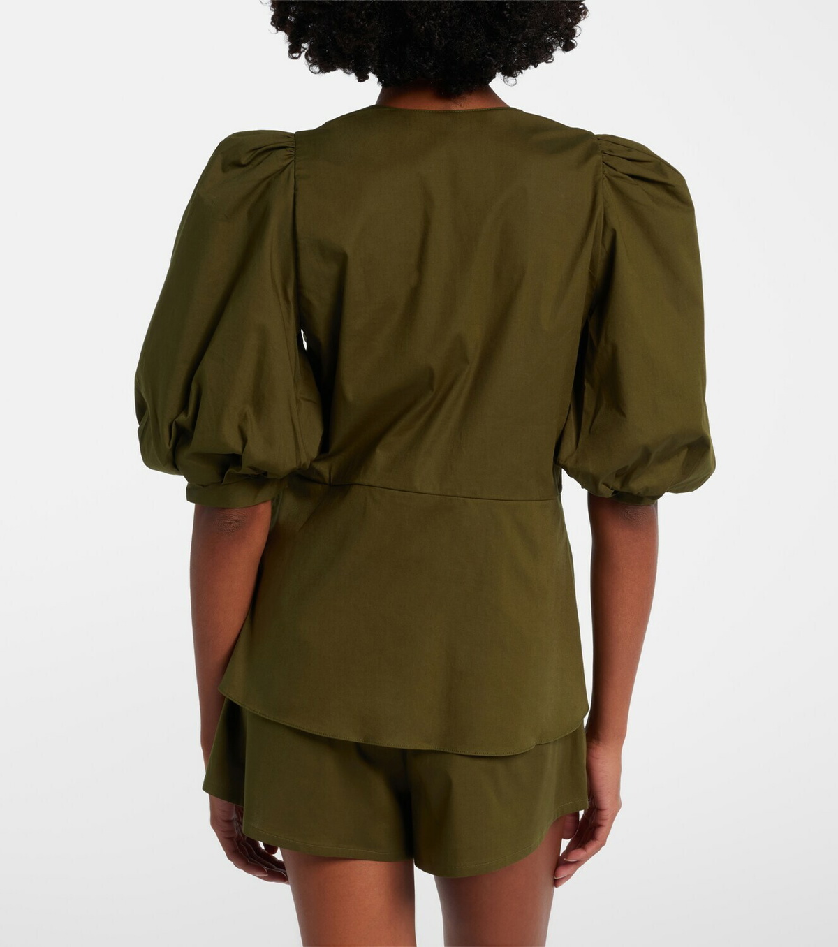 Adriana Degreas Puff-sleeve cotton-blend top