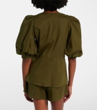 Adriana Degreas Puff-sleeve cotton-blend top