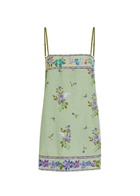 Free People Bali Floral-embroidered Woven Mini Dress Light Green