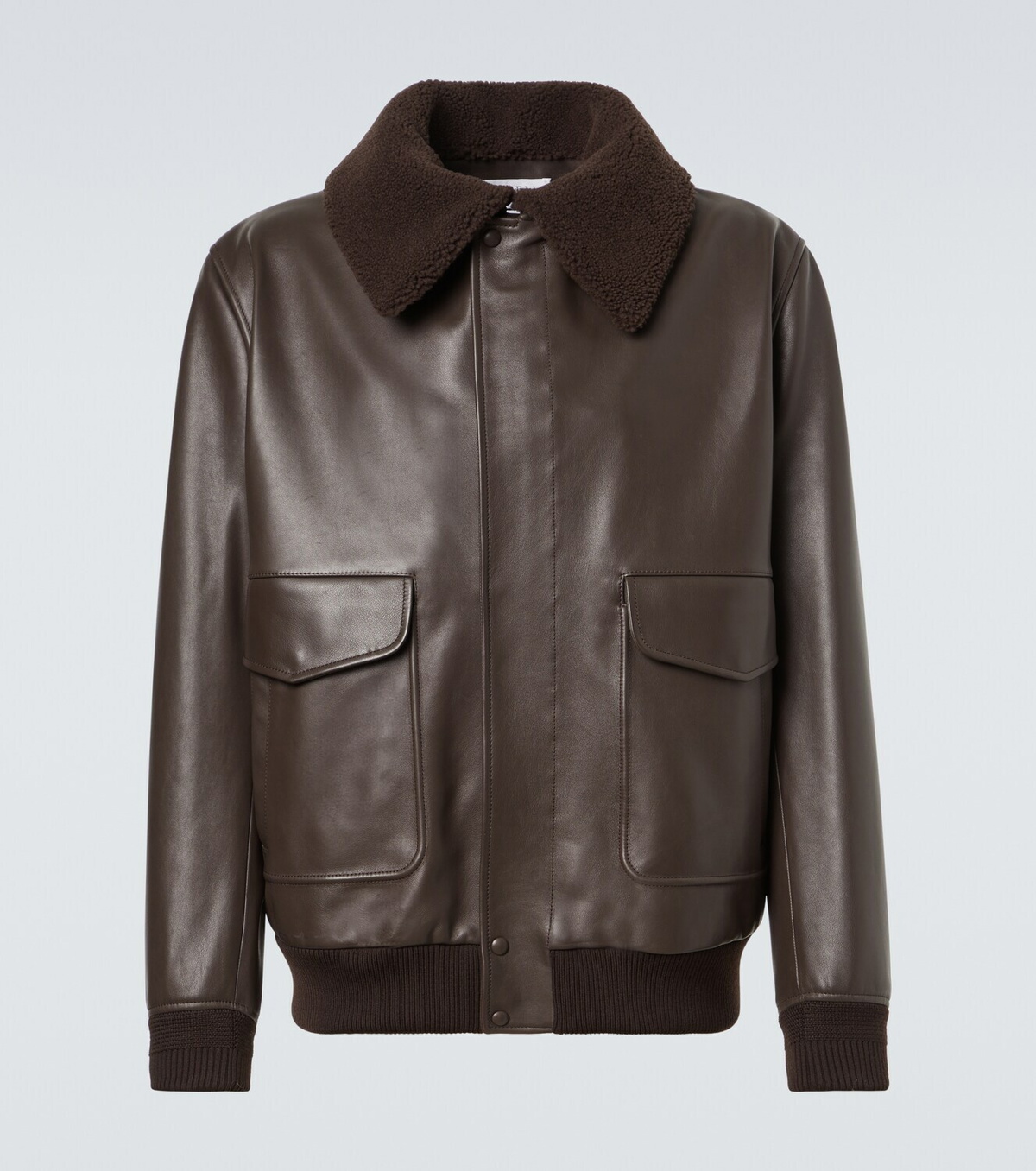 Gabriela Hearst Shearling-trimmed leather bomber jacket