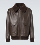 Gabriela Hearst Shearling-trimmed leather bomber jacket