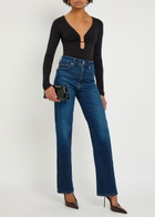 Good American Notched Stretch-jersey top Black