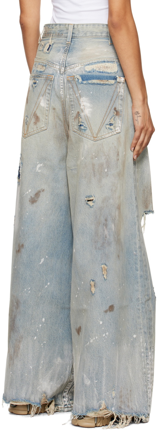 VETEMENTS Blue Trashed Big Shape Jeans Vetements