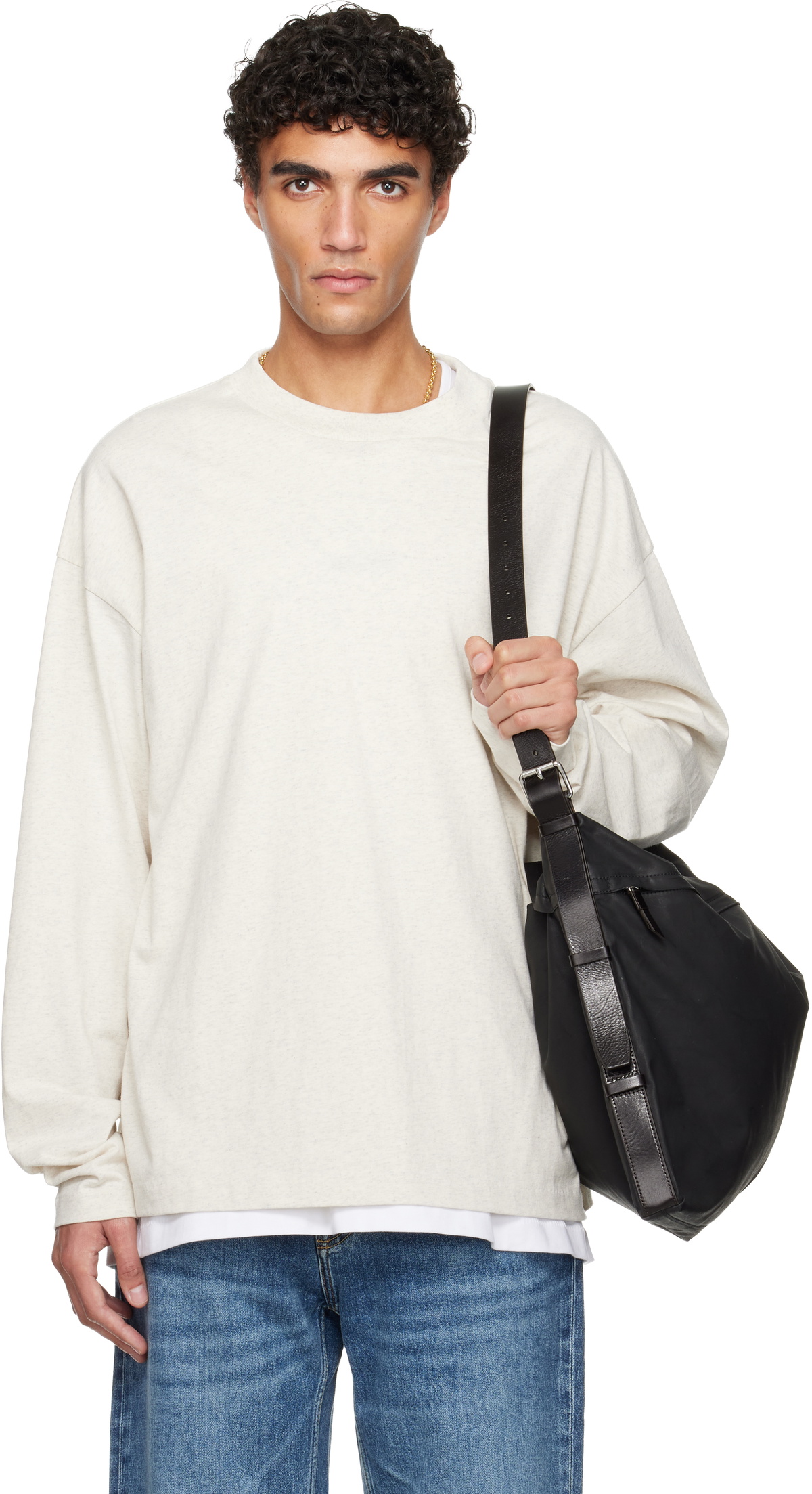 Fear of God ESSENTIALS Off-White Holiday Embroidered Classic Long Sleeve T-shirt