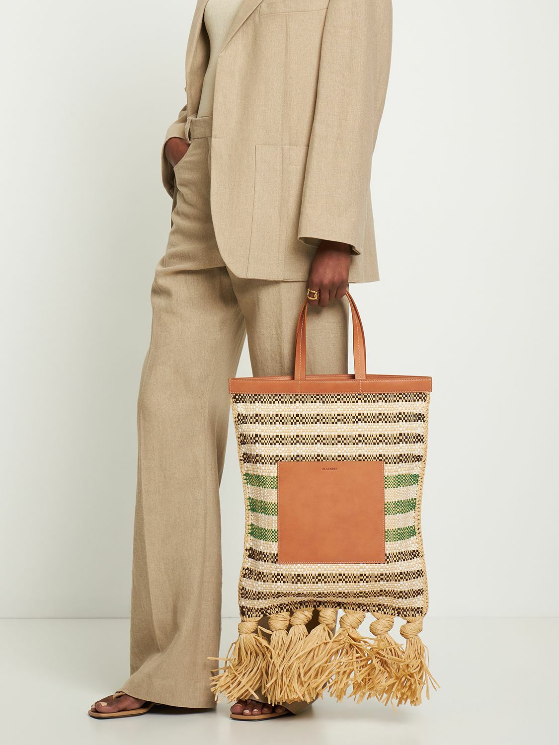 JIL SANDER shopper woven tote bag