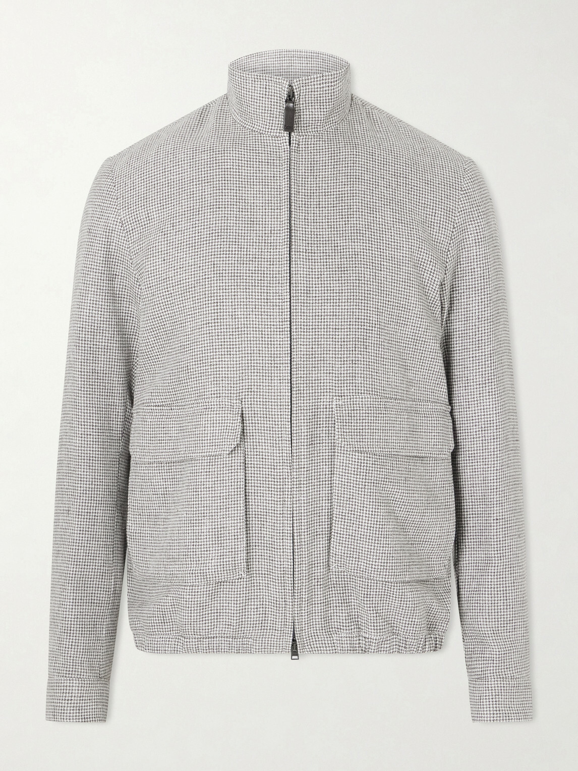Herno - Houndstooth Linen-Blend Bomber Jacket - Gray