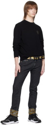 Versace Jeans Couture Black & Yellow V-Emblem Logo Couture Belt