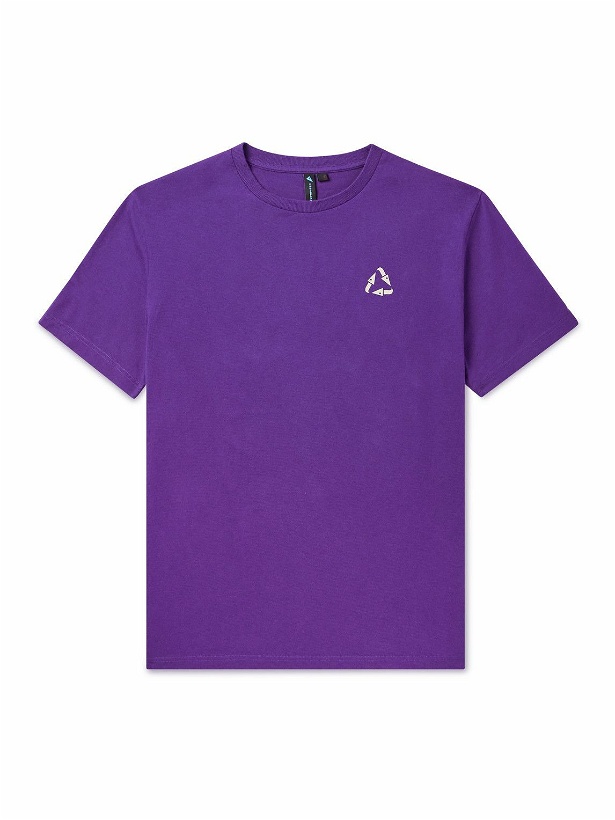 Photo: Klättermusen - Runa Scrambling Logo-Print Cotton-Jersey T-Shirt - Purple