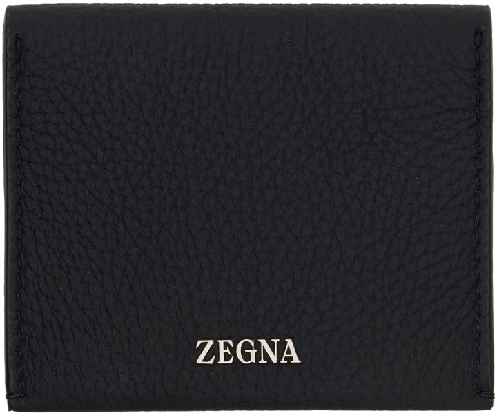 Photo: ZEGNA Black Foldable Leather Card Holder