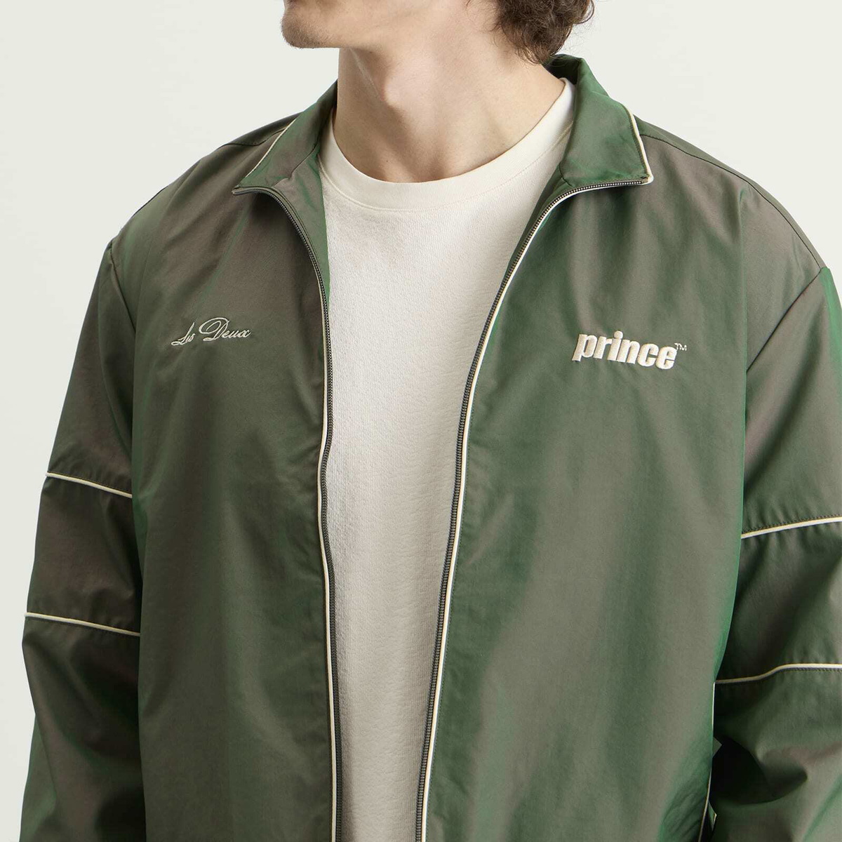 Les Deux Men's Prince Shiny Track Jacket in Pineneedle Green