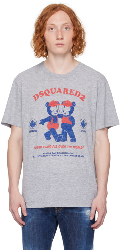 Photo: Dsquared2 Gray 'Caten Twins All Over the World' T-Shirt