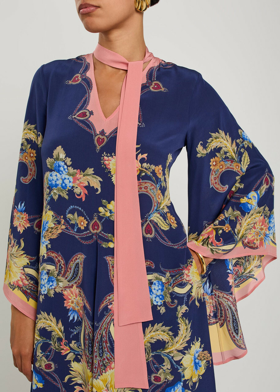Etro Printed Scarf-effect Silk Maxi Dress Multicoloured