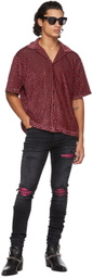 AMIRI Black & Pink Cracked Leather MX1 Jeans