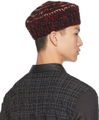 Nicholas Daley Black & Burgundy Hand-Crocheted Beret