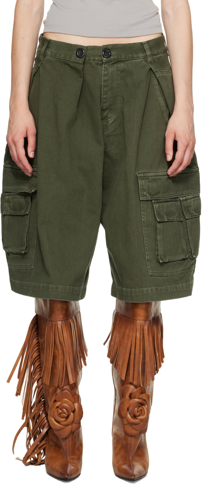 ABRA Khaki Cotton Cargo Shorts