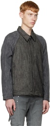 non SSENSE Exclusive Black & Gray Raglan Denim Jacket