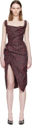 Vivienne Westwood Black & Red Sleeveless Side Panther Midi Dress