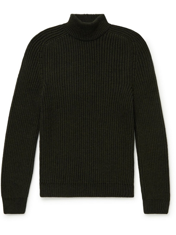 Photo: EDWIN - Slim-Fit Ribbed-Knit Rollneck Sweater - Green