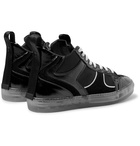 RtA - 1001 Patent Full-Grain Leather, Suede and Mesh High-Top Sneakers - Black