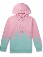 Palm Angels - Logo-Print Distressed Two-Tone Cotton-Jersey Hoodie - Pink