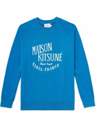 Maison Kitsuné - Palais Royal Logo-Print Cotton-Jersey Sweatshirt - Blue