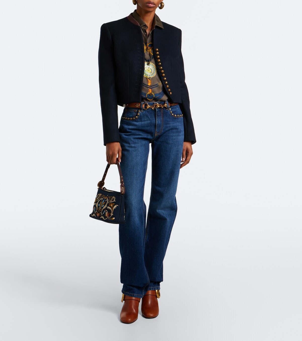 Etro Rosette Small canvas shoulder bag
