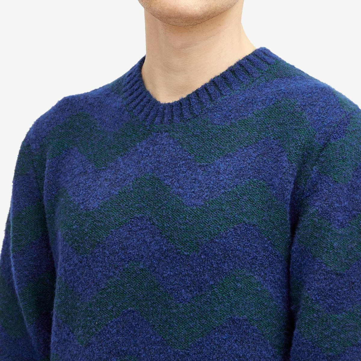 Country Of Origin Men's Thames Stripe Knit Jumper in Navy Tartan