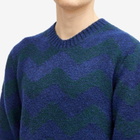 Country Of Origin Men's Thames Stripe Knit Jumper in Navy Tartan