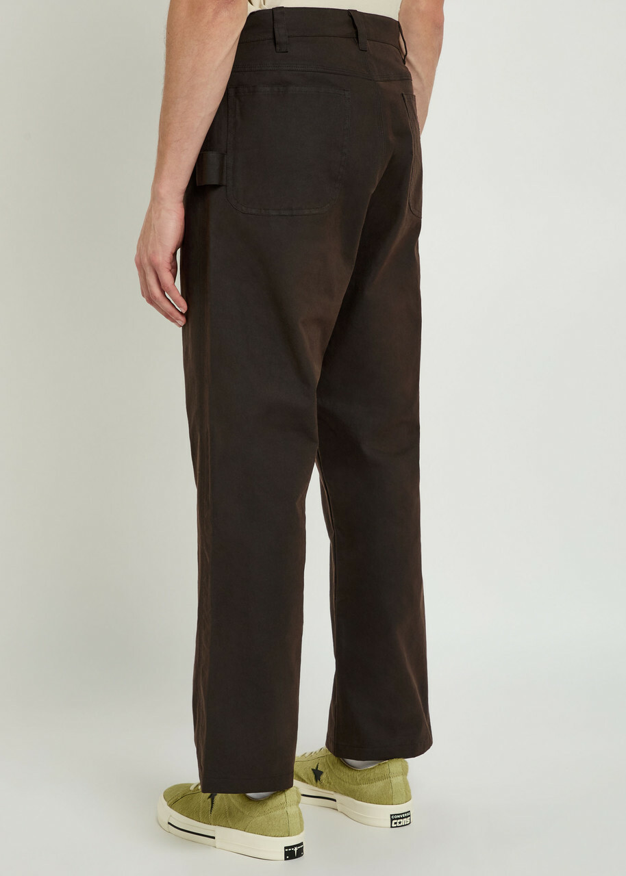 Bode Knolly Brook Straight-leg Waxed Cotton Trousers Brown