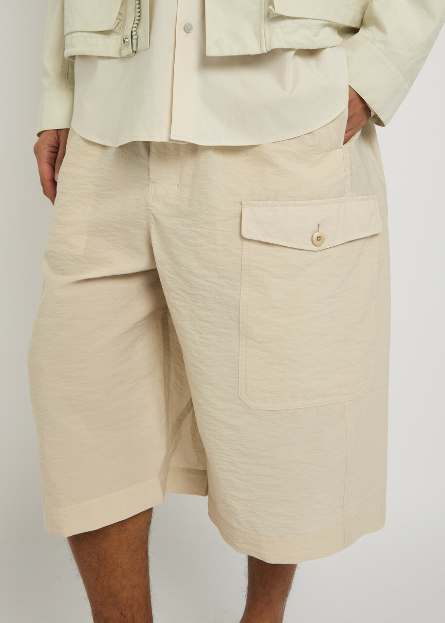 Lemaire Cotton-blend Cargo Shorts Off White