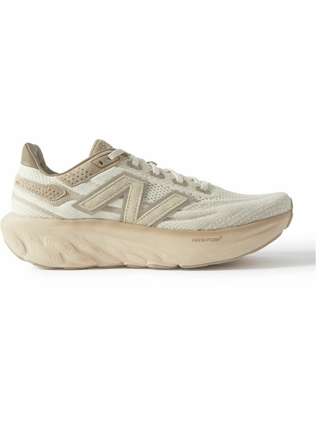 Photo: New Balance - 1080 Leather-Trimmed Mesh Running Sneakers - Neutrals