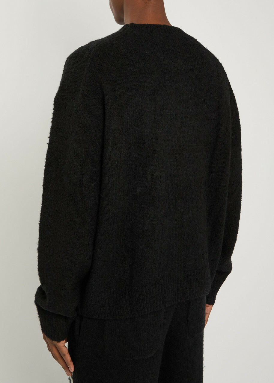 Cole Buxton Logo-intarsia Brushed Wool-blend Jumper Black